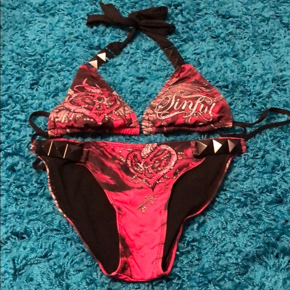 Sinful Other - Sinful from Buckle Bathing Suit Hot Pink and Black